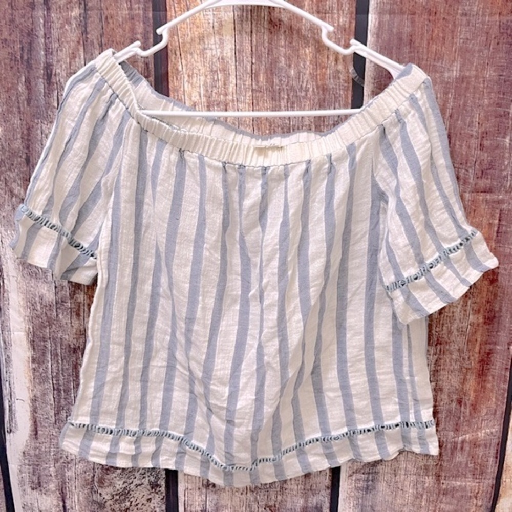 Listicle Off The Shoulder Striped Blouse